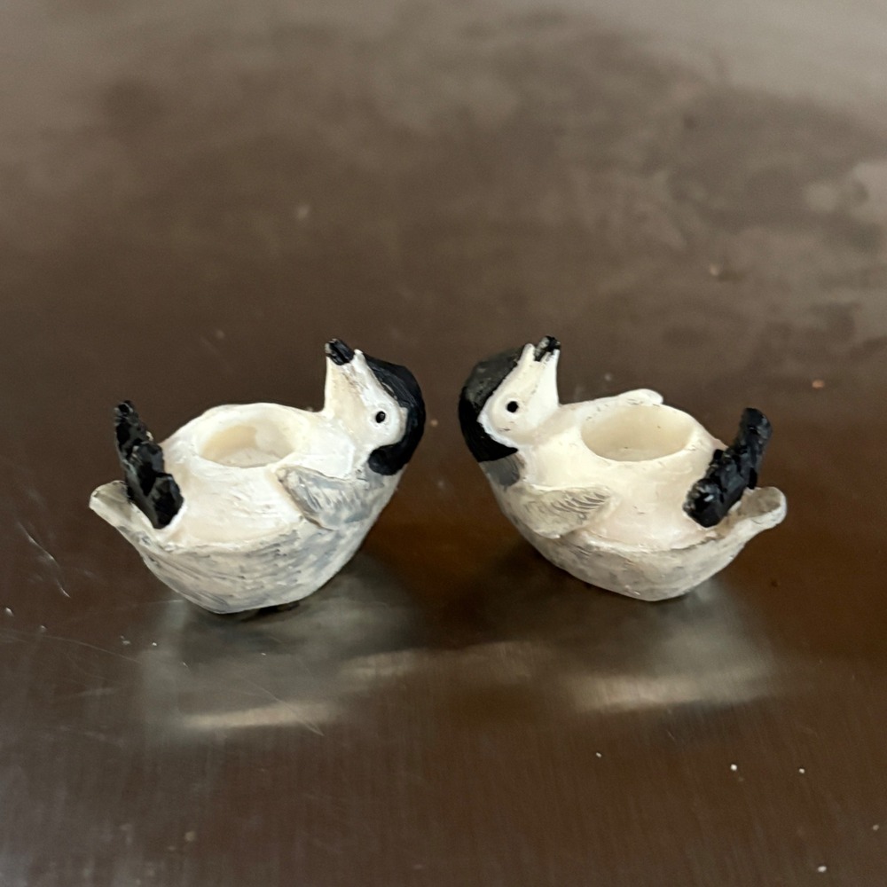 Pair of Decorative Penguin Birthday Candle Holders Small‎